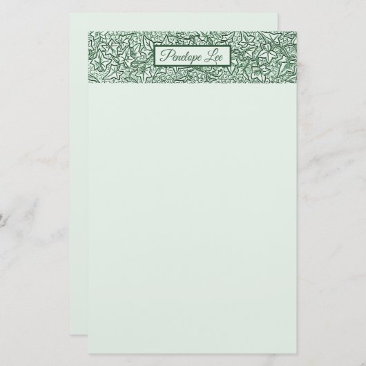 ヴィンテージGreen Ivy装飾のヘッダーと名前 便箋 (正面/裏面)