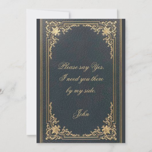 ヴィンテージGroomsman提案青い金ゴールドスーツのアップタイム 招待状 (裏面)