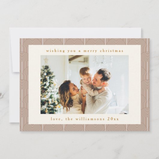 ヴィンテージGroovyジオメトリックライン2フォトクリスマス シーズンカード (正面)