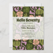 ヴィンテージGroovyフラワーハローセブン70誕生日 招待状 (正面)