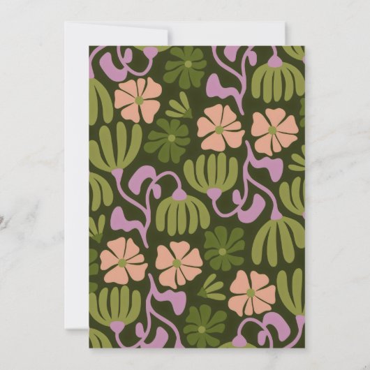 ヴィンテージGroovyフラワーハローセブン70誕生日 招待状 (裏面)