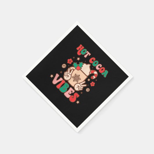 ヴィンテージGroovyホットココアビーブヒッピークリスマスメリーC スタンダードカクテルナプキン (角)