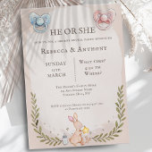ヴィンテージHeまたはShe植物水色、おしゃれ 招待状