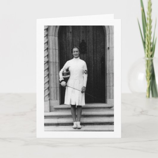 ヴィンテージHelene Mayerフェンシング写真ノートカード カード (正面)