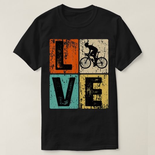ヴィンテージI愛自転車サイクリングデザイン Tシャツ (デザイン正面)