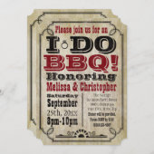 ヴィンテージI do BBQバーベキュー婚約パーティ 招待状 (正面/裏面)