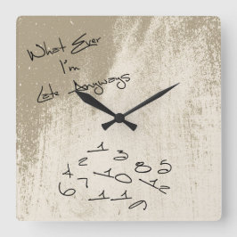 ヴィンテージI'm Late Anyways カッコいい Clock スクエア壁時計