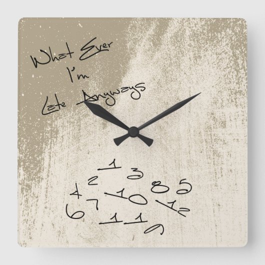 ヴィンテージI'm Late Anyways カッコいい Clock スクエア壁時計 (正面)