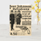 ヴィンテージIVER Johnson Revolver Gun ADグリーティングカード カード (黄色い花)