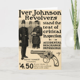 ヴィンテージIVER Johnson Revolver Gun ADグリーティングカード カード