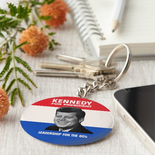 ヴィンテージJFKケネディ1960大統領選挙運動 キーホルダー (側面)