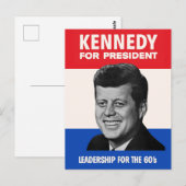 ヴィンテージJFK ケネディ大統領1960年選挙キャンペーン ポストカード (正面/裏面)