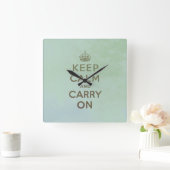 ヴィンテージKeep Calm and Carry On壁時計 スクエア壁時計 (ホーム)