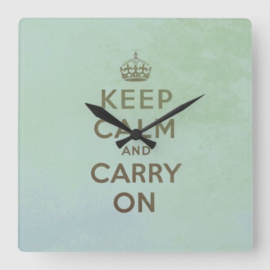 ヴィンテージKeep Calm and Carry On壁時計 スクエア壁時計 (正面)