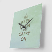 ヴィンテージKeep Calm and Carry On壁時計 スクエア壁時計 (傾斜)