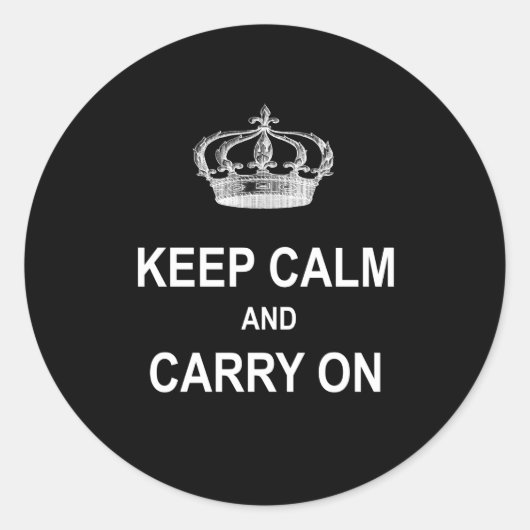 ヴィンテージKeep Calm and Carry On引用文wクラウン ラウンドシール (正面)
