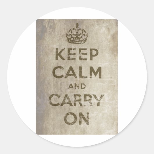 ヴィンテージKeep Calm and Carry On ラウンドシール (正面)