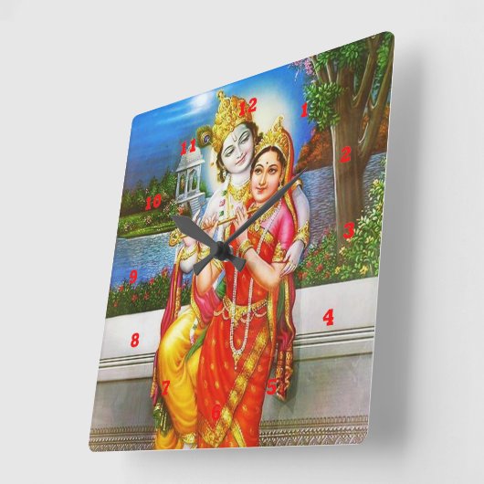 ヴィンテージKrishnaインドカナダ スクエア壁時計 (傾斜)