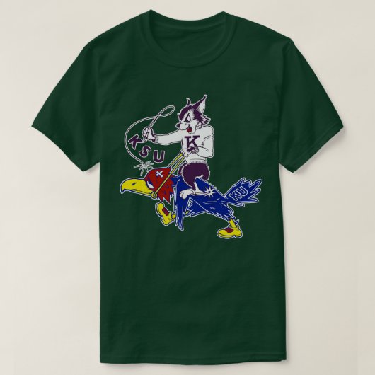 ヴィンテージKState Wildcat対KU Jayhawk Tシャツ (デザイン正面)