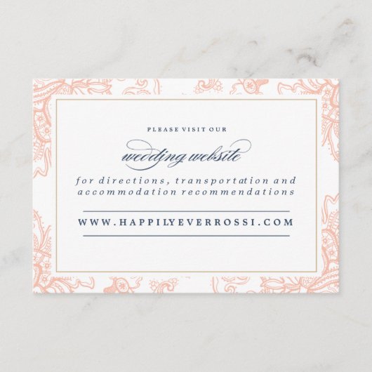 ヴィンテージLACE結婚のWebサイトカード エンクロージャーカード (正面)