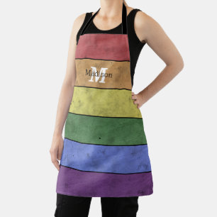 ヴィンテージLGBTフラグプライド動揺してブラックモノグラム エプロン