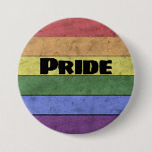 ヴィンテージLGBTフラグ動揺してブラックw文字プライド 缶バッジ (正面)