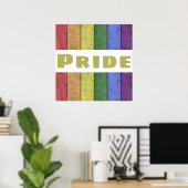 ヴィンテージLGBTフラグ黒文字入りPride ポスター (ホームオフィス)