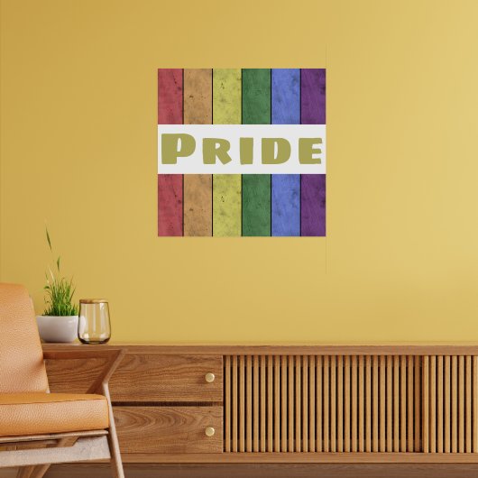 ヴィンテージLGBTフラグ黒文字入りPride ポスター (リビング2)