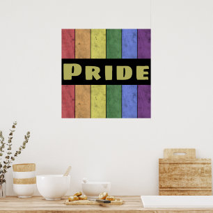 ヴィンテージLGBTフラグ ダークブラック プライド テキスト ポスター