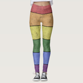 ヴィンテージLGBTフラグ プライド 黒い線のダストレスデザイン レギンス