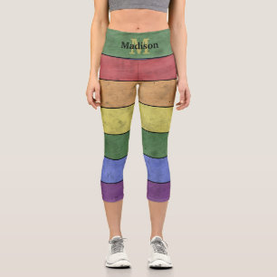 ヴィンテージLGBTフラッグ プライド ダストレス ブラックモノグラム カプリレギンス