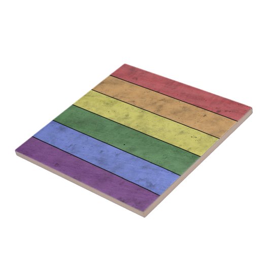 ヴィンテージLGBT国旗のプライドに悩む虹 タイル (側面)