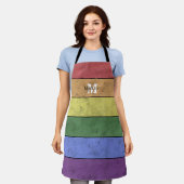 ヴィンテージLGBT国旗のプライド動揺してブラックモノグラム エプロン (着用した状態)