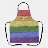 ヴィンテージLGBT国旗のプライド動揺してブラックモノグラム エプロン (正面)