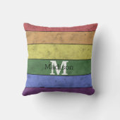 ヴィンテージLGBT国旗のプライド悩むレインボーモノグラム クッション (裏面)