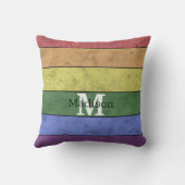 ヴィンテージLGBT国旗のプライド悩むレインボーモノグラム クッション (裏面)