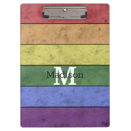 ヴィンテージLGBT国旗のプライド悩むレインボーモノグラム クリップボード