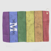 ヴィンテージLGBT国旗のプライド悩むレインボーモノグラム ゴルフタオル (横)