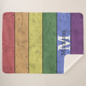 ヴィンテージLGBT国旗のプライド悩むレインボーモノグラム シェルパブランケット (正面(横))