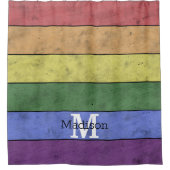 ヴィンテージLGBT国旗のプライド悩むレインボーモノグラム シャワーカーテン (正面)