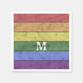 ヴィンテージLGBT国旗のプライド悩むレインボーモノグラム スタンダードカクテルナプキン (正面)