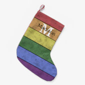 ヴィンテージLGBT国旗のプライド悩むレインボーモノグラム スモールクリスマスストッキング (正面 (吊り時))