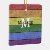 ヴィンテージLGBT国旗のプライド悩むレインボーモノグラム セラミックオーナメント (右)
