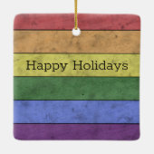 ヴィンテージLGBT国旗のプライド悩むレインボーモノグラム セラミックオーナメント (裏面)