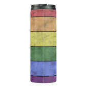 ヴィンテージLGBT国旗のプライド悩むレインボーモノグラム タンブラー (裏面)