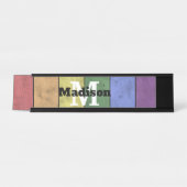 ヴィンテージLGBT国旗のプライド悩むレインボーモノグラム デスクネームプレート (正面)