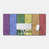 ヴィンテージLGBT国旗のプライド悩むレインボーモノグラム デスクマット (キーボード&マウス)