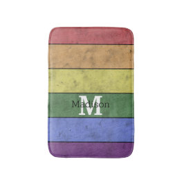 ヴィンテージLGBT国旗のプライド悩むレインボーモノグラム バスマット