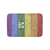 ヴィンテージLGBT国旗のプライド悩むレインボーモノグラム バスマット (正面)