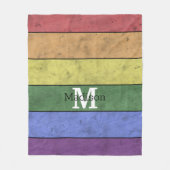ヴィンテージLGBT国旗のプライド悩むレインボーモノグラム フリースブランケット (正面)
